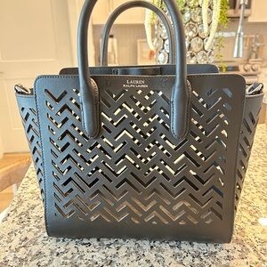 Lauren Ralph Lauren Black Geometric Cutout Tote